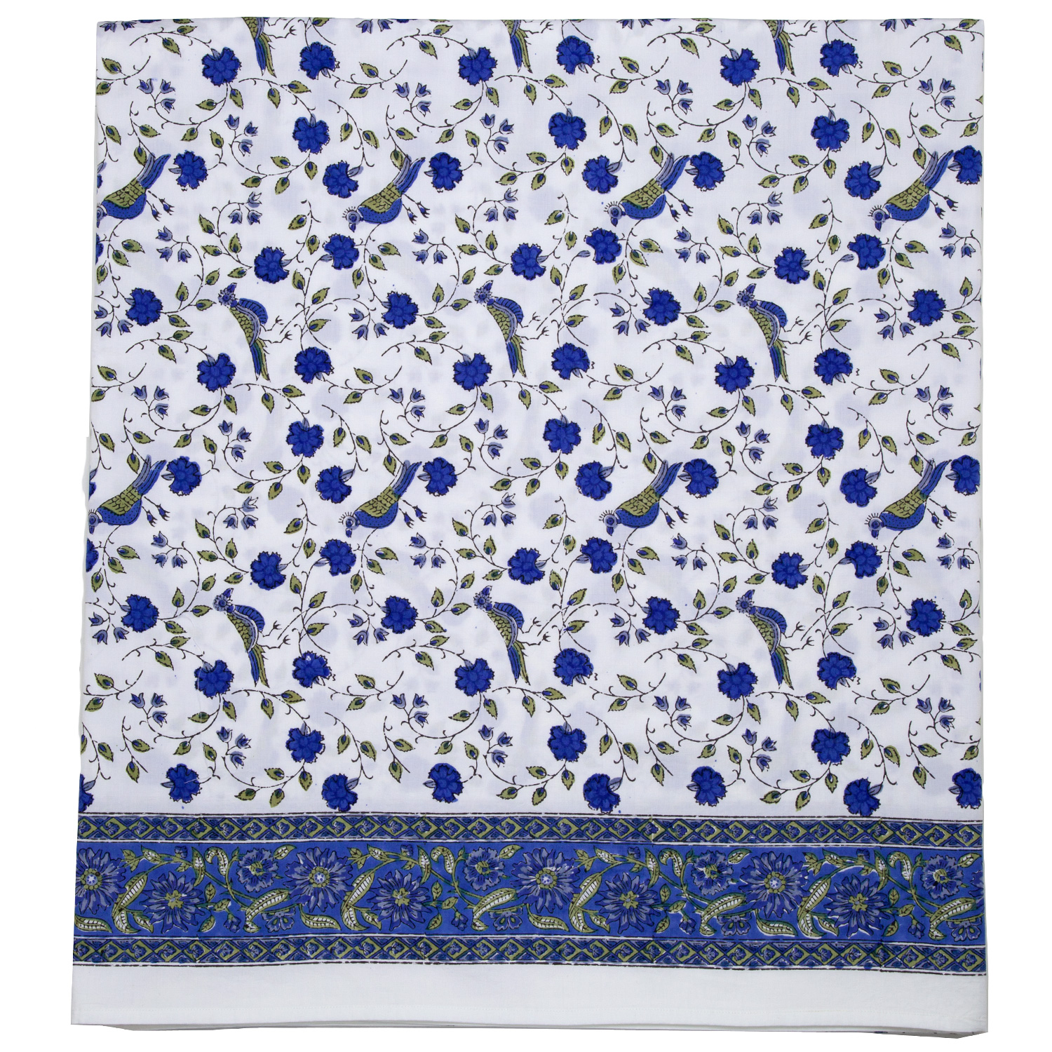 Birds on Vine Flat and Fitted Sheets - Blue